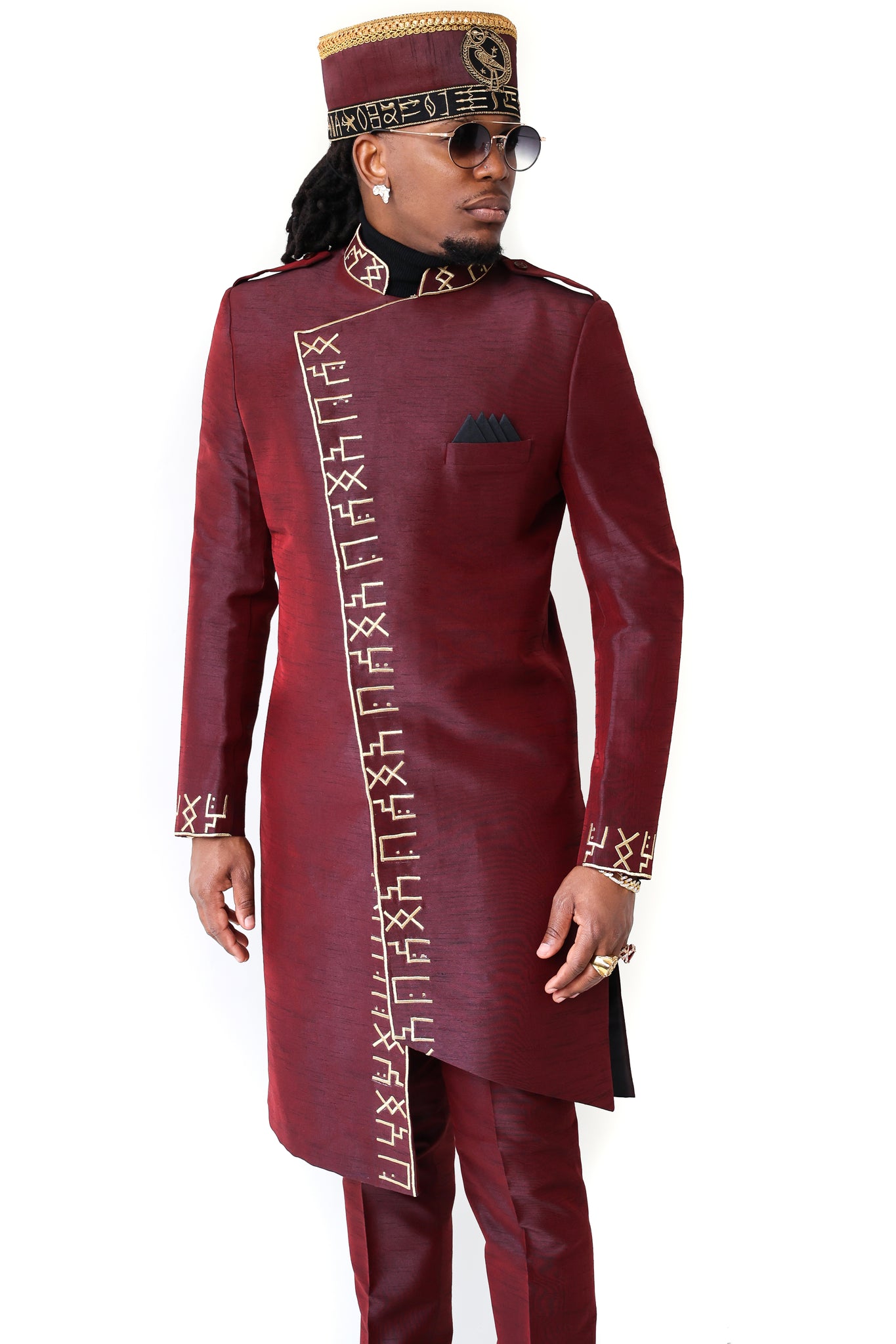 SABAA Divine Masculine Silk Jacket (Burgundy)